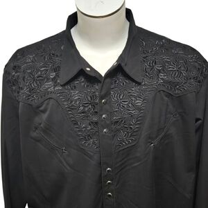 Scully Western Black Heavy Pearl Snap Cowboy Shirt, Men's 4XL